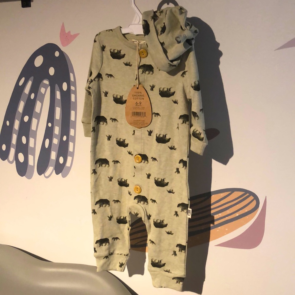 NWT Bear Print Organic Playsuit